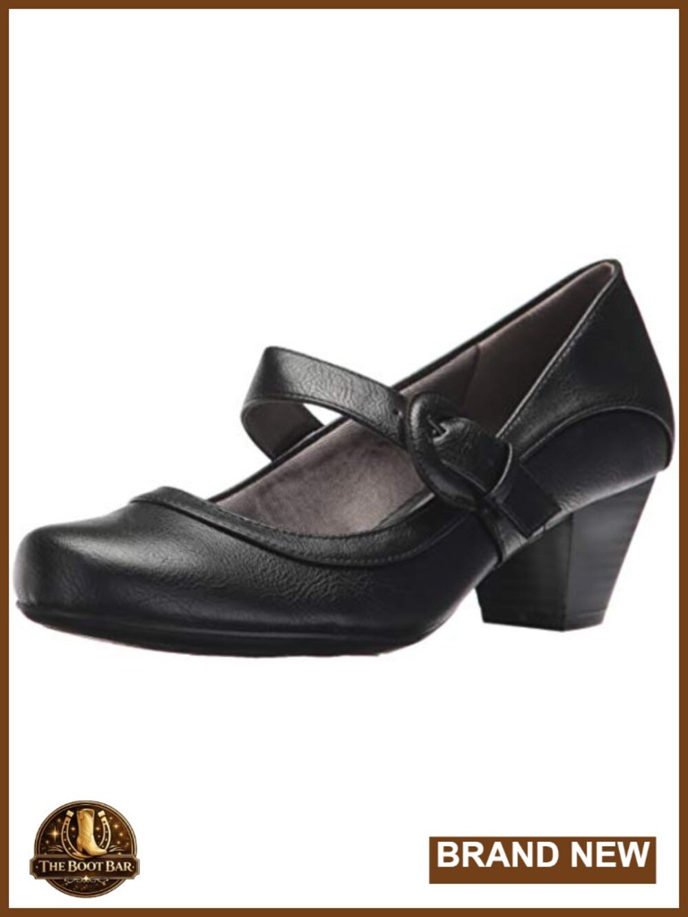 Women's Faux Leather Mary Jane Pumps Block Heel Buckle Shoes